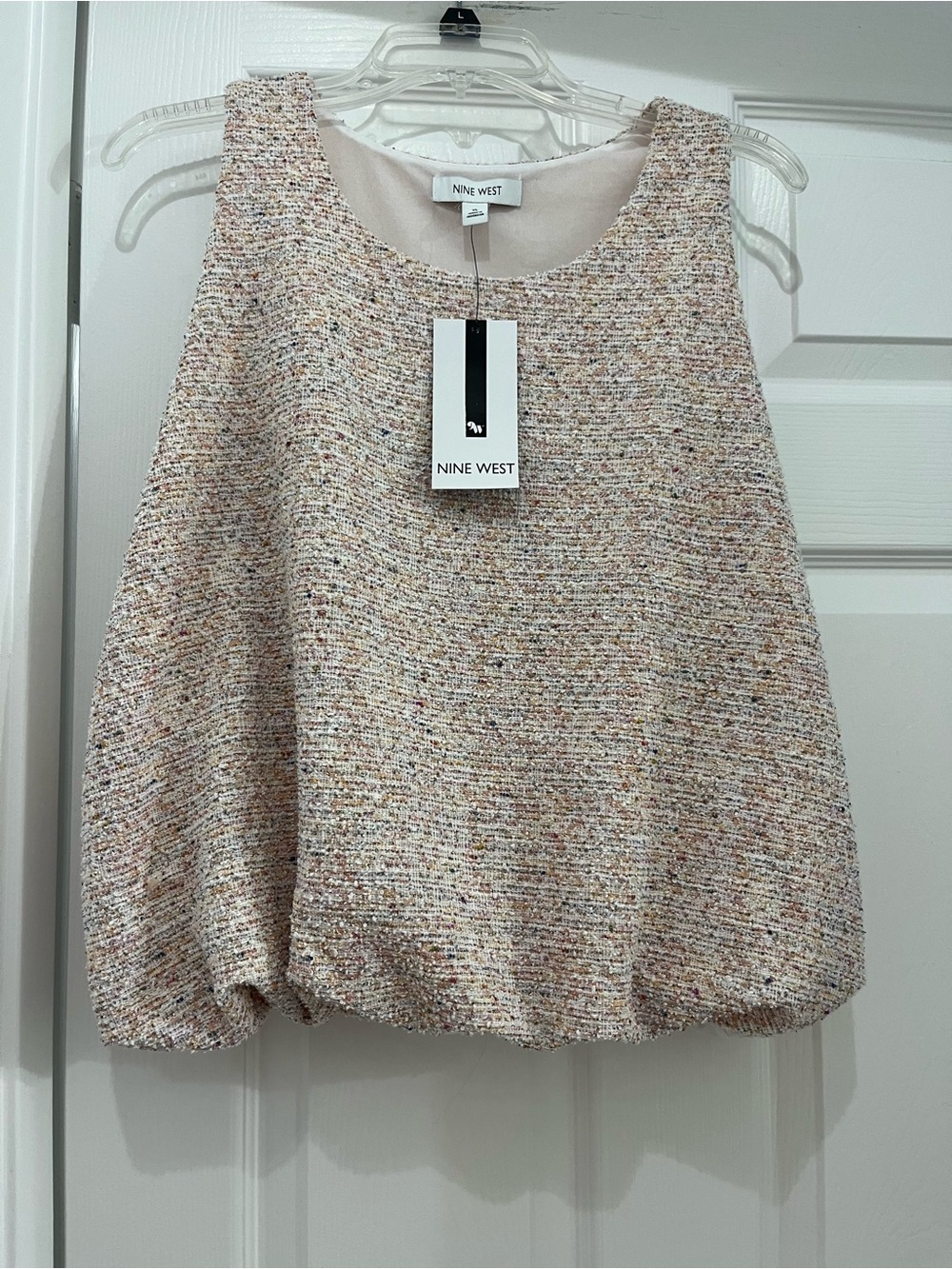 Nine West Cream Multicolor Tweed Top